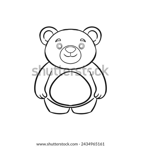 Hand drawn cute teddy bear outline illustration