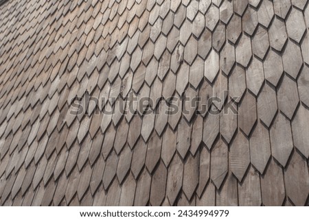 Traditional Ulin Wood Shingle Roof Brown color texture detail closeup