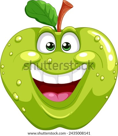 Cheerful animated apple with a big smile Royalty-Free Stock Photo #2435008141