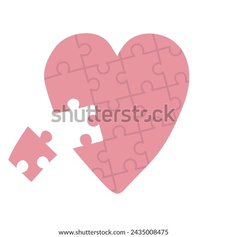 Vector illustration cute doodle puzzle heart for digital stamp,greeting card,sticker,icon, design