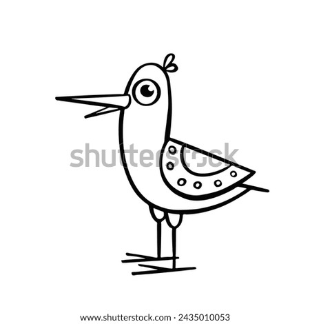 Seagull bird line, vector illustration hand drawn