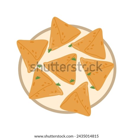Samosas Indian Snack Food illustration Royalty-Free Stock Photo #2435014815