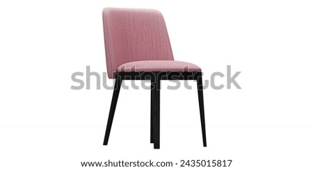 Modern and luxury pink chair with black wooden legs isolated on white background. Furniture Collection.
