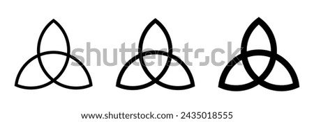 Triquetra symbol. Celtic trinity knot sign. Viking and pagan logo label. Vector illustration image. Royalty-Free Stock Photo #2435018555