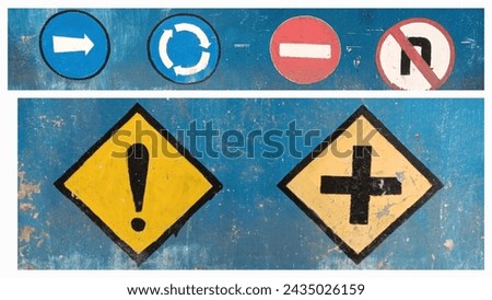"Rambu lalulintas" traffic signs. Prohibition signs, guidance signs and command signs