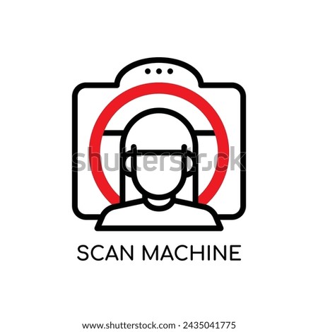 Scan Machine Line Icon stock illustration.