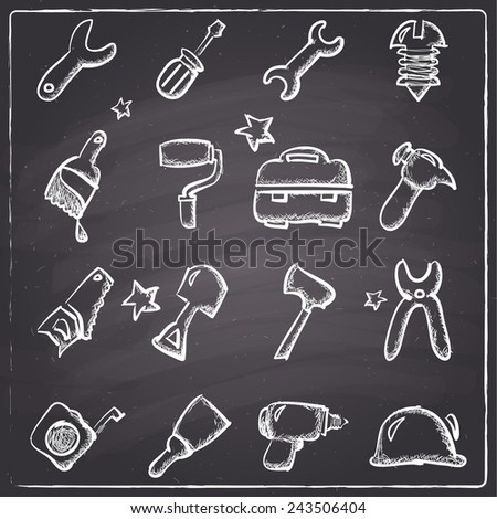 Chalkboard style tools icons