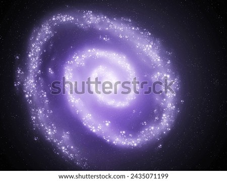 Purple galaxy isolated. Beautiful spiral galaxy with many stars. Space landscape, Sci-Fi background.