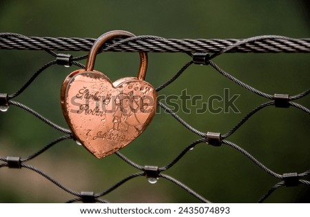 Bridge padlock of love on the footbridge