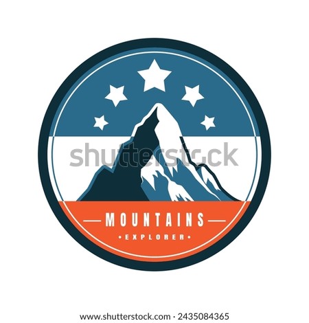 Mountains logo retro style design illustration