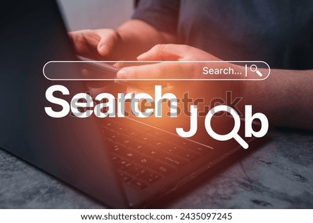 Woman use smartphone for browsing work opportunities online using job search app. Recruitment concept. Search Job on internet.