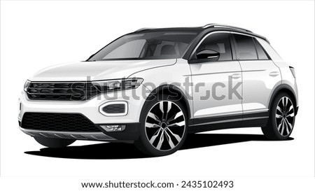 Realistic vector white isolated car SUV in transparent background Royalty-Free Stock Photo #2435102493