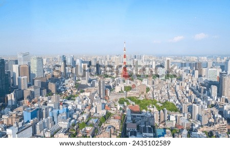 tourist attractions in the city park of Tokyo, Asia business concept image, panoramic modern cityscape building in Japan.  