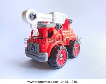 DIY Fire engine truck toy for children isolated on white background
