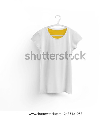 Creative concept of women short arms tshirt isolated on plain background , fit for your tee project.