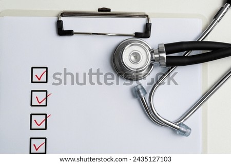 The stethoscope on checklist sheet