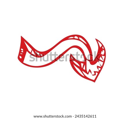 Cute ui signpost on white backdrop. Freehand outline red ink handdrawn way logotype emblem insignia design sketchy in clip art modern contour scribble graph style brush on paper label space for text