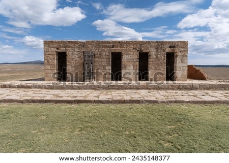 Fort Union National Monument in New Mexico. Preserves fort's adobe ruins along Santa Fe Trail. Remains of the Military Prison, which incarcerated deserters, incorrigible soldiers, spies and outlaws. Royalty-Free Stock Photo #2435148377