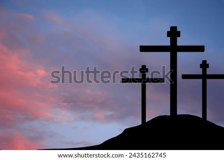 ?rucifixion silhouettes in sunset. Religious good Friday wallpaper