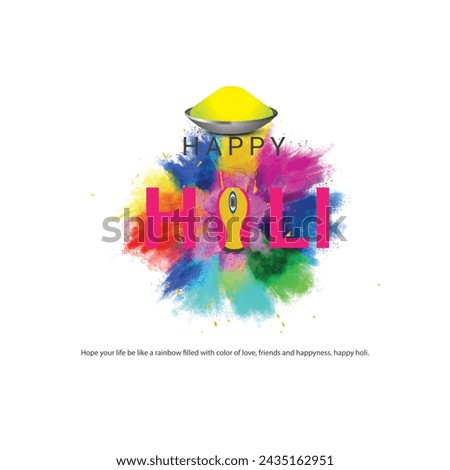 Happy Holi, Colorful explosion for Holi festival poster banner, creative Ads, 3d illustration Royalty-Free Stock Photo #2435162951