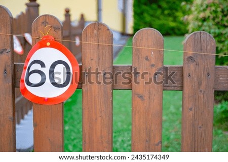 60th birthday  anniversary paper road sign