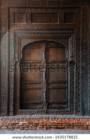 Wooden carved door stock photo, Interesting handmade wooden door at Lahore Fort, Pakistan#DoorwayLahorefort