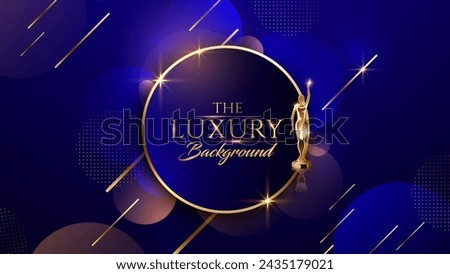 Blue and Gold Award Background. Creative Concept Template. Classy Premium Wedding Card. Grand Luxury Decorative Banner for Wedding and Birthday. Premium Congratulations Card. Event Invitation.