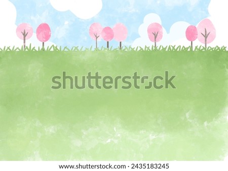 Cute Cherry Blossoms Blue Sky Background Clip Arts