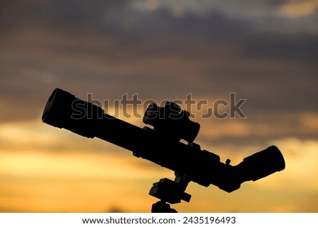 beautiful twilight telescope outdoors, Silhouette