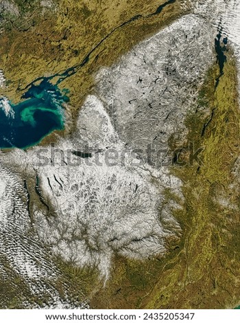 Snow in upstate New York. . Elements of this image furnished by NASA.
