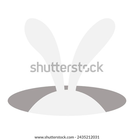 Cute Easter bunny, rabbit, hare ears sticking from the hole illustration. Hand drawn cartoon character, isolated vector. Flat style design. Holiday clip art, seasonal card, banner, poster, element