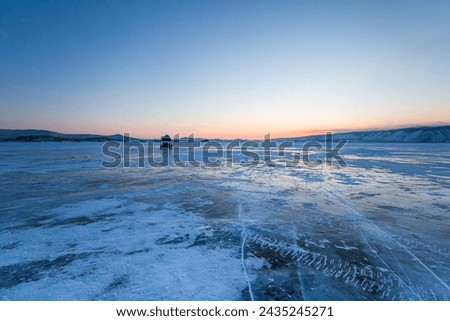 View of Lake Baikal in winter, the deepest and largest freshwater lake by volume in the world, located in southern Siberia, Russia Royalty-Free Stock Photo #2435245271