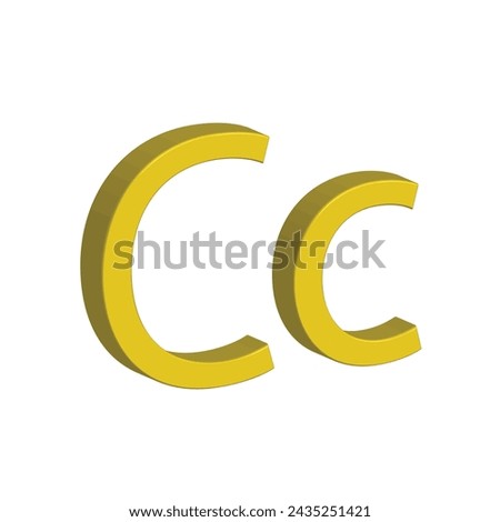 3D alphabet C in yellow colour. Big letter C and small letter c. Isolated on white background. clip art illustration vector