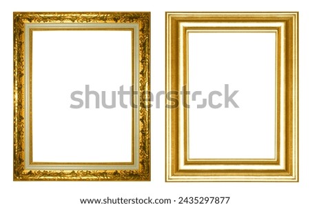 Gold  picture frame isolated on white background
