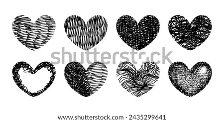 Doodle sketch style of hearts icon vector illustration for concept design.