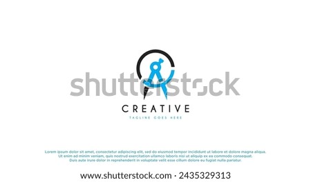 Company Name Logo Design For Precision, accure, geometry, compass, measurement. Blue and red Brand Name Design with place for Tagline. Abstract Creative Logo template for Small and Large Business. Royalty-Free Stock Photo #2435329313