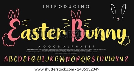 Modern Easter Bunny alphabet font design with bunny ears and elegant modern vector calligraphy design for holiday greeting cards and invitations of the happy Easter day. vector illustration EPS10