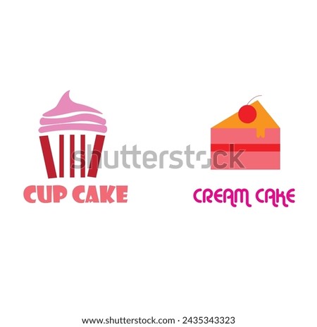 cup cake and cake minimalist logo or clip art