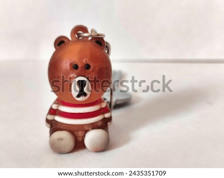 Picture of a cute toy teddy bear isolated on white background shot during daylight