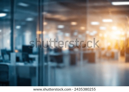 t night beautiful Abstract blurred office interior room. blurry working space with defocused effect The picture tone has sunlight.