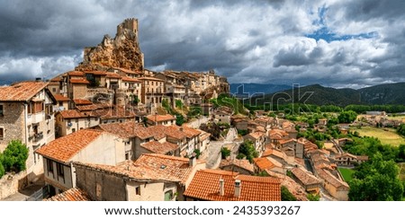 Mirador de Frias ( Viewpoint of Frias), Located at the Montes Obarenses, the medieval town of Frías is considered one of the prettiest villages in Spain and declared of Cultural Interest. Royalty-Free Stock Photo #2435393267