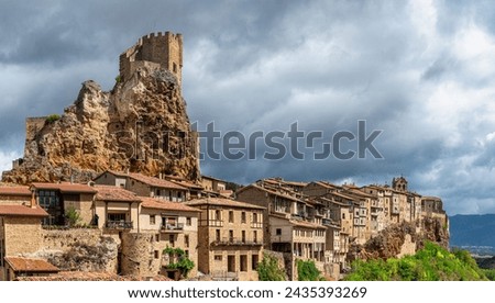 Mirador de Frias ( Viewpoint of Frias), Located at the Montes Obarenses, the medieval town of Frías is considered one of the prettiest villages in Spain and declared of Cultural Interest. Royalty-Free Stock Photo #2435393269