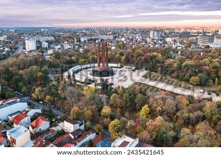 Aerial view with Carol Park, famous landmark in Bucharest Romania