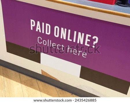 Collect online internet shopping sign in shop 