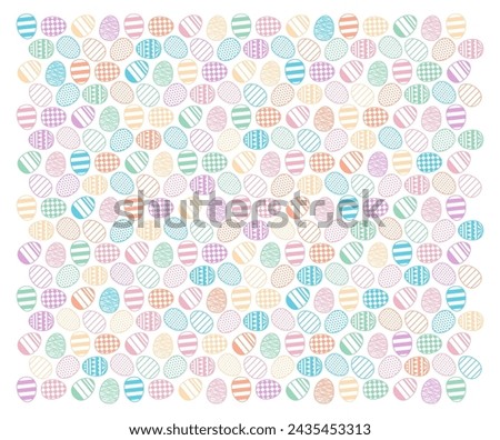 Painted Easter eggs background on transparent. Line art style design, isolated vector. Easter holiday clip art, seasonal card, banner, poster, element