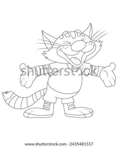 Unique and Cute Cat coloring page for children and kinds .cat coloring book page for kids.
