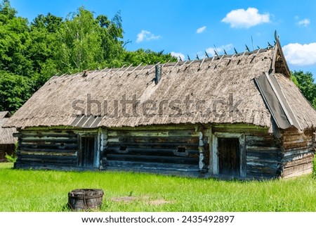 Ancient traditional ukrainian rural house in Pyrohiv (Pirogovo) village near Kiev, Ukraine Royalty-Free Stock Photo #2435492897