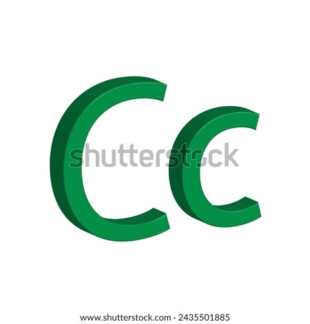 3D alphabet C in green colour. Big letter C and small letter c. Isolated on white background. clip art illustration vector