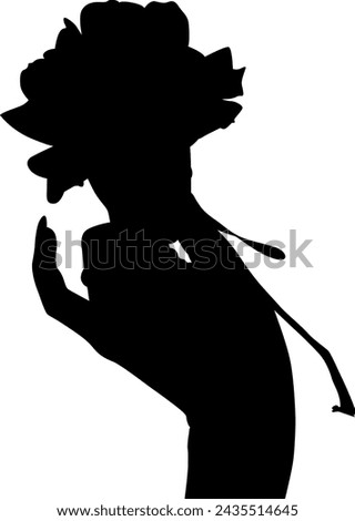Silhouette hand holding flower vector