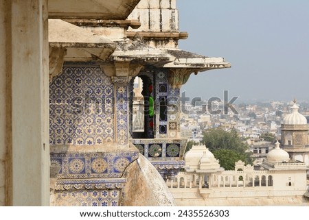 India, Udaipur - panoramic view over the city from city palace